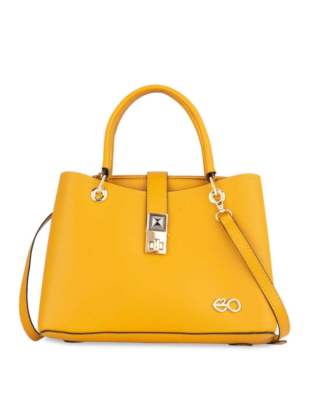 e2o yellow women structured handheld bag