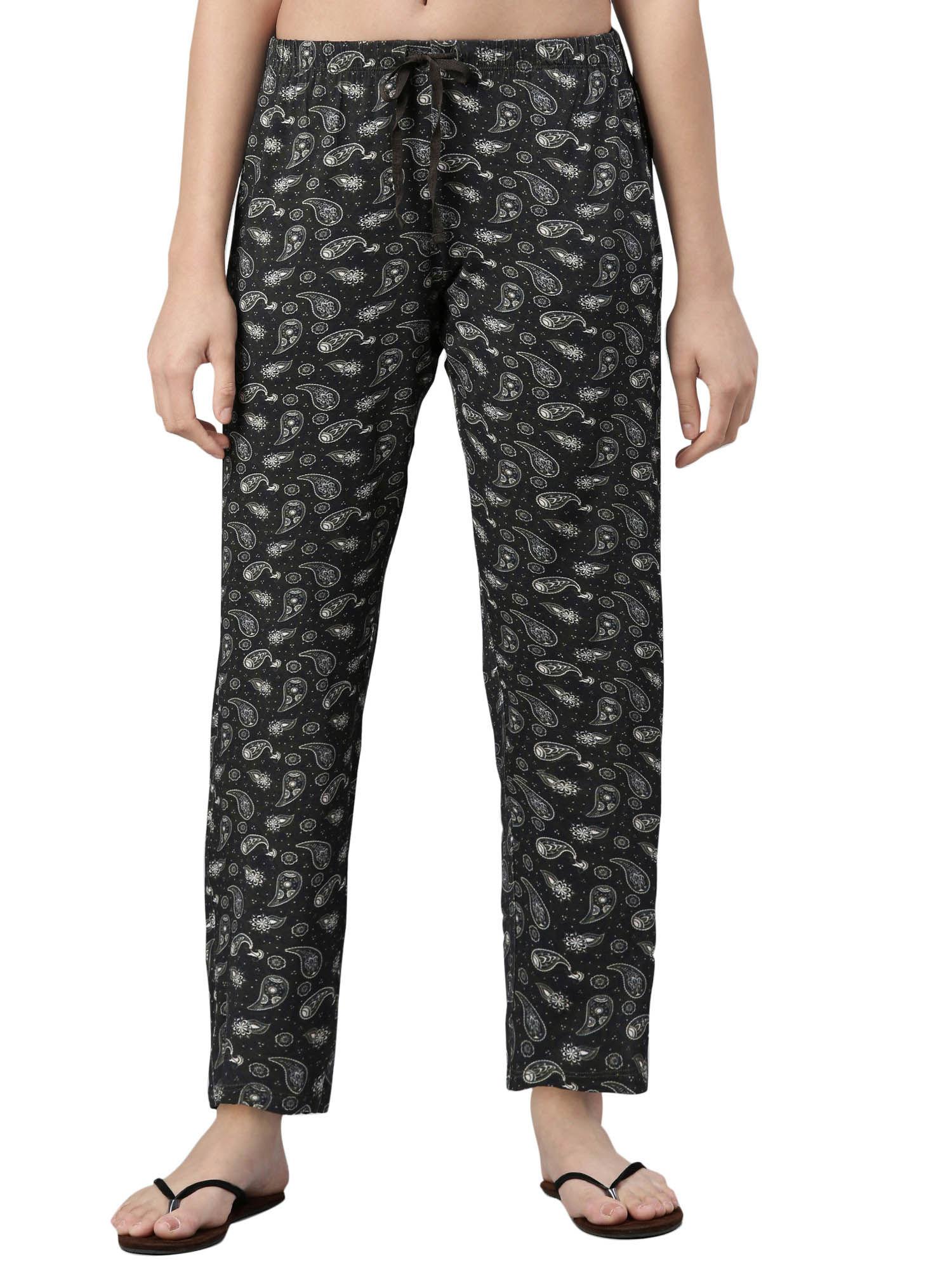 e4a4 mid-rise straight leg basic home pant for women with all over print