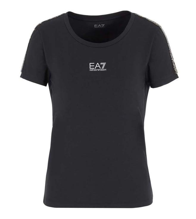 ea7 black embellished regular fit t-shirt