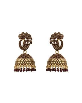 ear-m-40858 designer gold plated enamelled traditional partywear jhumkas