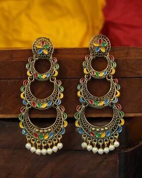 ear-m-40905 traditional gold plated layered party wear earring