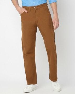 earl worker straight fit flat-front trousers