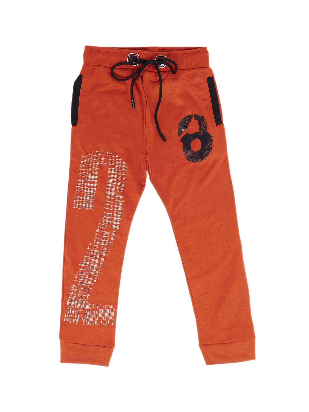 earth conscious boys rust & black printed relaxed-fit joggers
