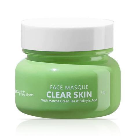 earth rhythm clean skin face masque with the goodness of matcha green tea & salicylic acid | purifies, heals, anti bacterial, controls oil production | for all oily & acne prone skin | women - 65 g