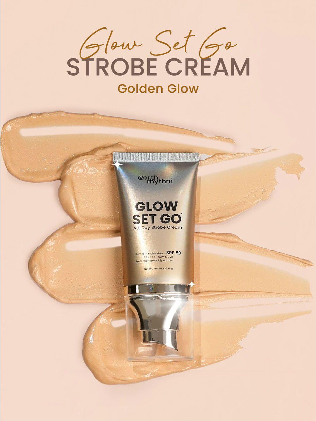 earth rhythm glow set go all day strobe cream, primer & moisturiser spf 50 - golden glow