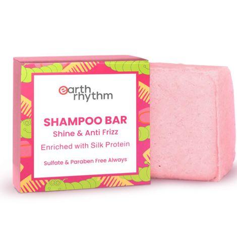 earth rhythm silk protein shampoo bar | restores shine, softens hair, makes hair silky | shine & frizz free | for chemically treated hair | men & women | without tin - 80 g