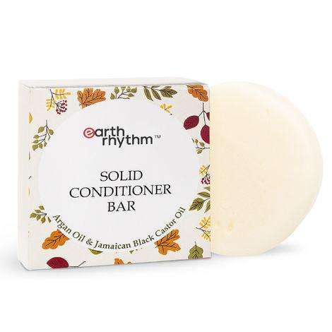 earth rhythm solid conditioner bar argan & black castor oil | deep conditions hair, balance scalp ph levels, prevent dryness, boost shine | for all hair types | men & women | without tin - 80 g