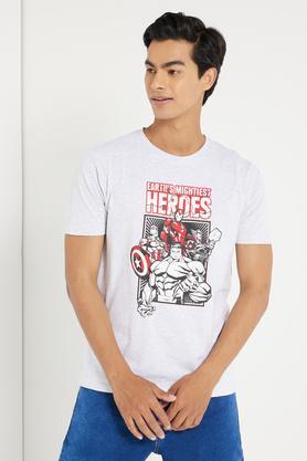 earth's mightiest heroes cotton comfort fit t-shirt for men - ecru melange