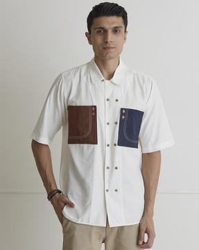 earth & sky regular fit shirt with patch pockets