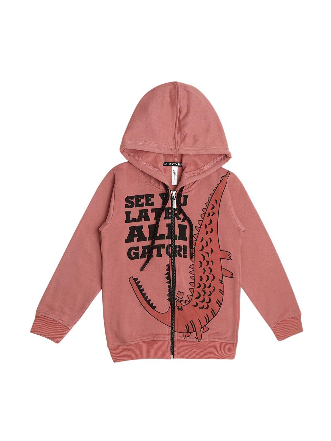 earth conscious boys typographic printed hooded fleece bomber jacket