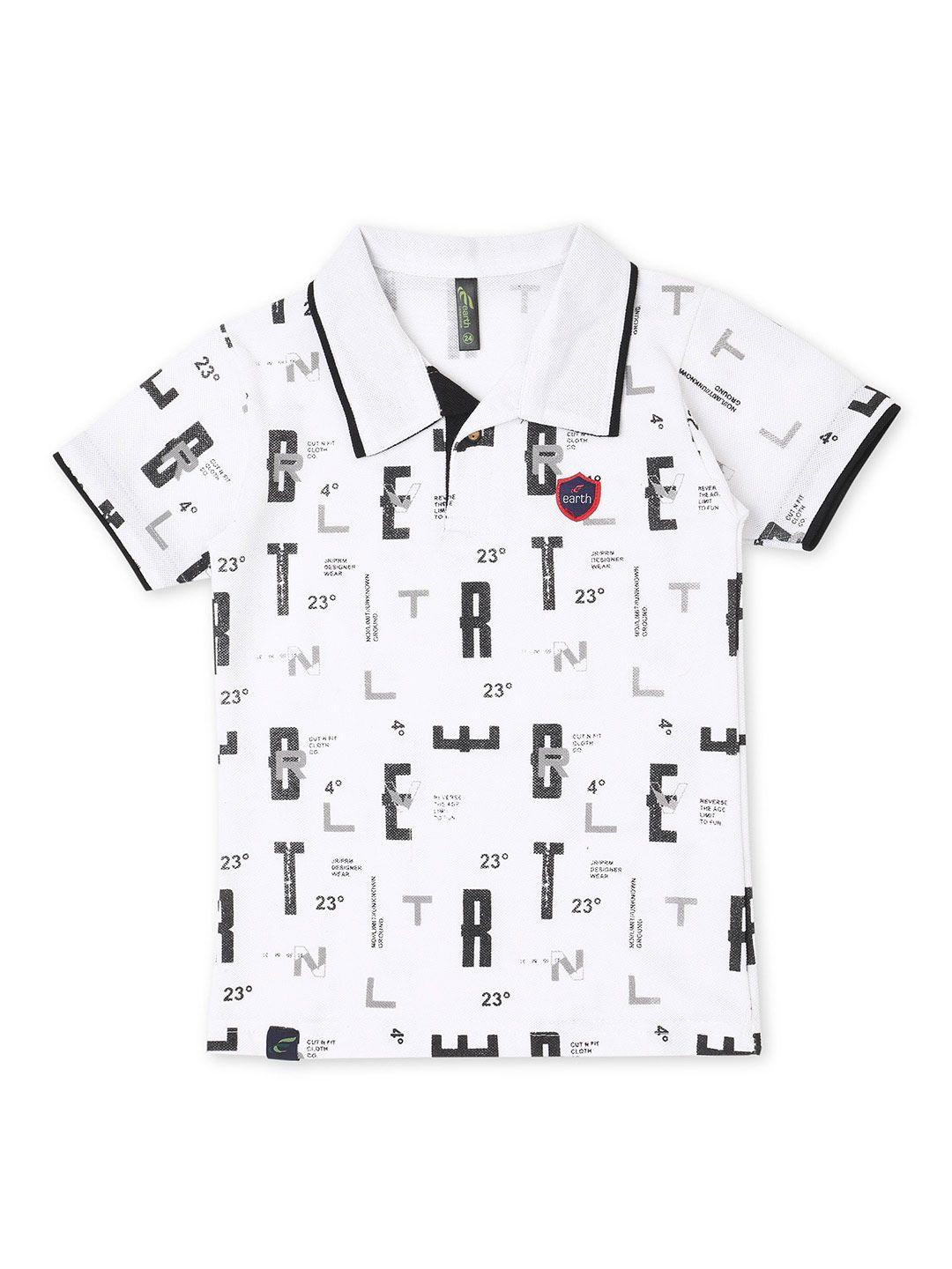 earth conscious boys typography printed polo collar cotton t-shirt