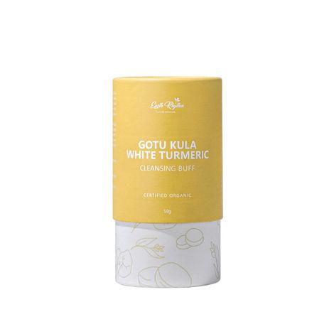 earth rhythm gotu kula & white turmeric cleansing buff | certified organic | fight acne, brightens skin, fade scars | men & women - 50 g