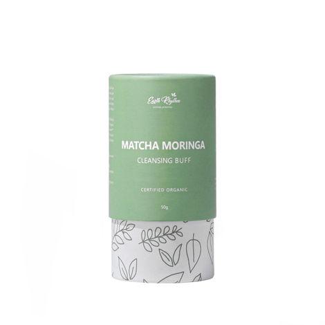 earth rhythm matcha moringa cleansing buff | certified organic | boost collagen, fight acne, detoxify skin | men & women - 50 g