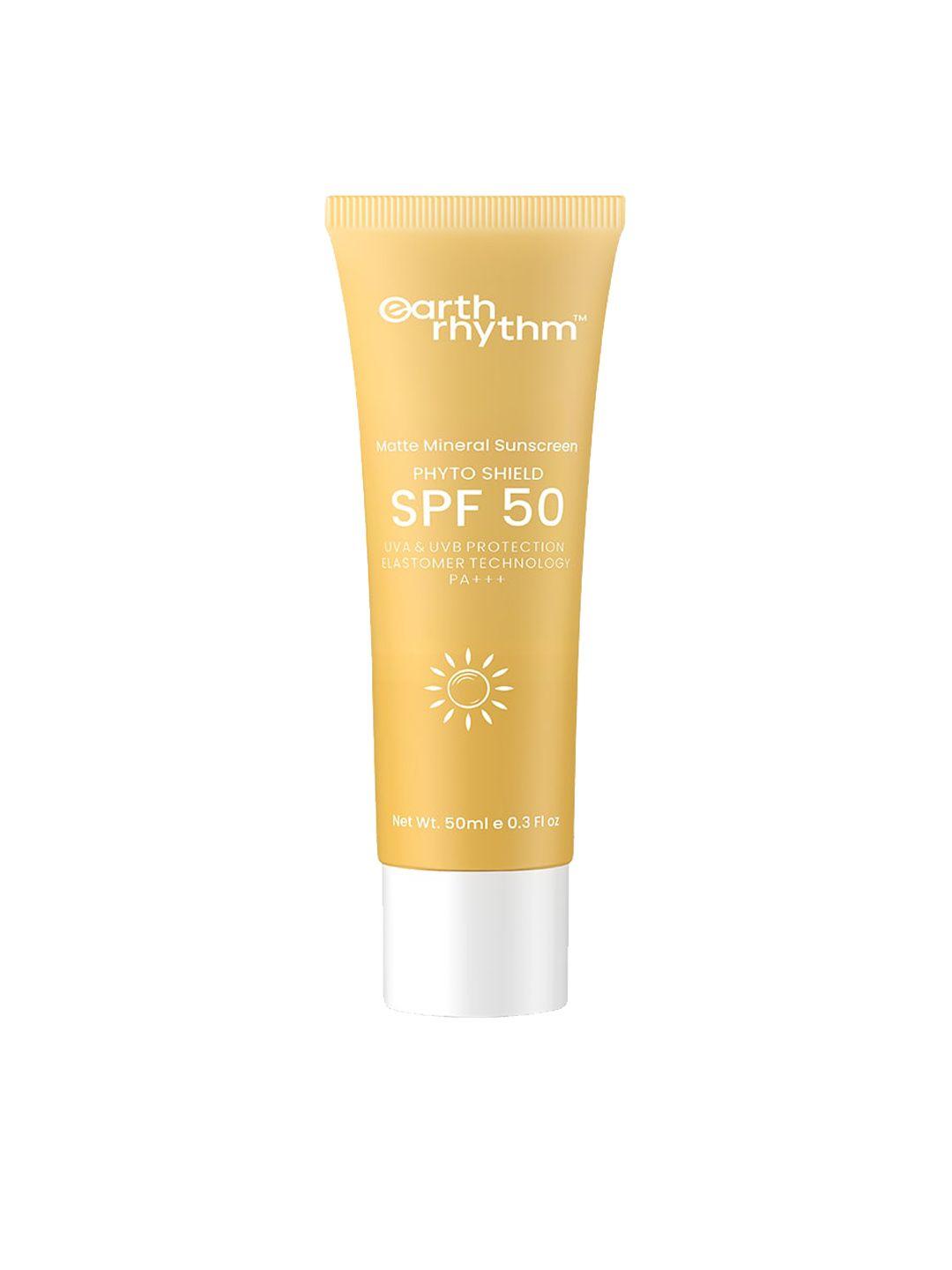 earth rhythm phyto shield matte mineral spf50 sunscreen with uva/uvb sun protection - 50ml