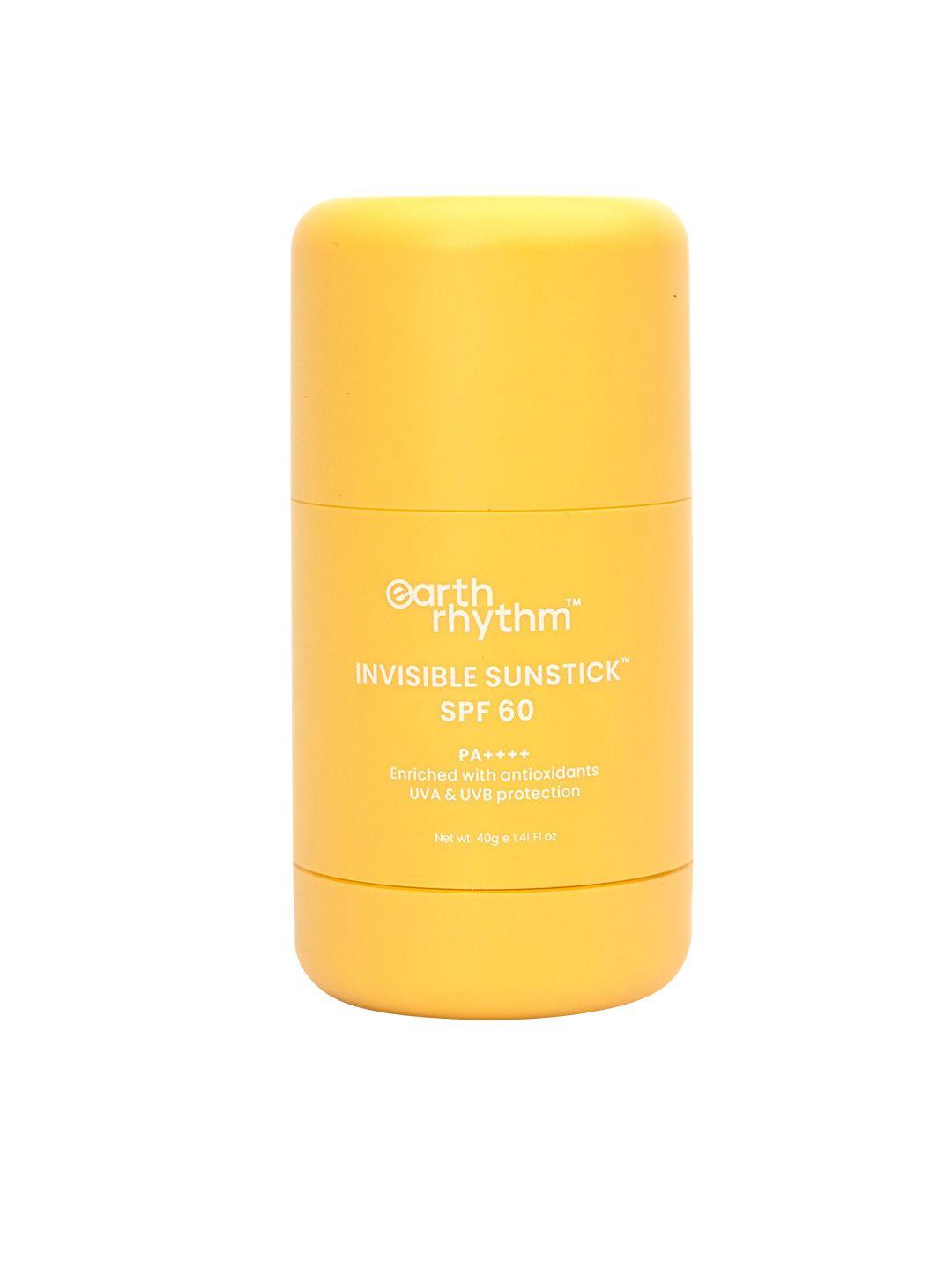 earth rhythm spf 60 pa++++ non-sticky invisible sunstick sunscreen with almond oil - 40 g