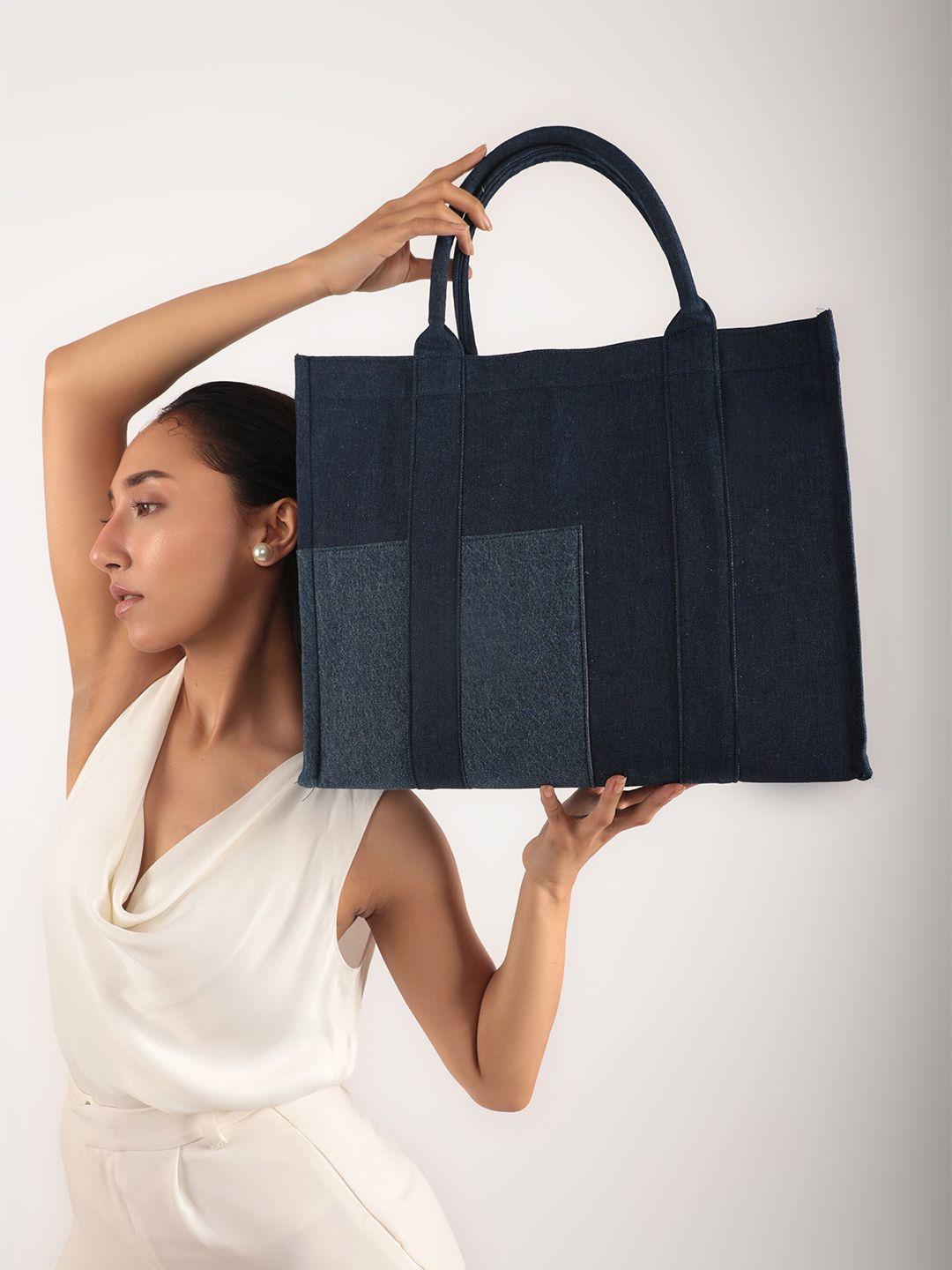 earthbags azure box tote bag denim