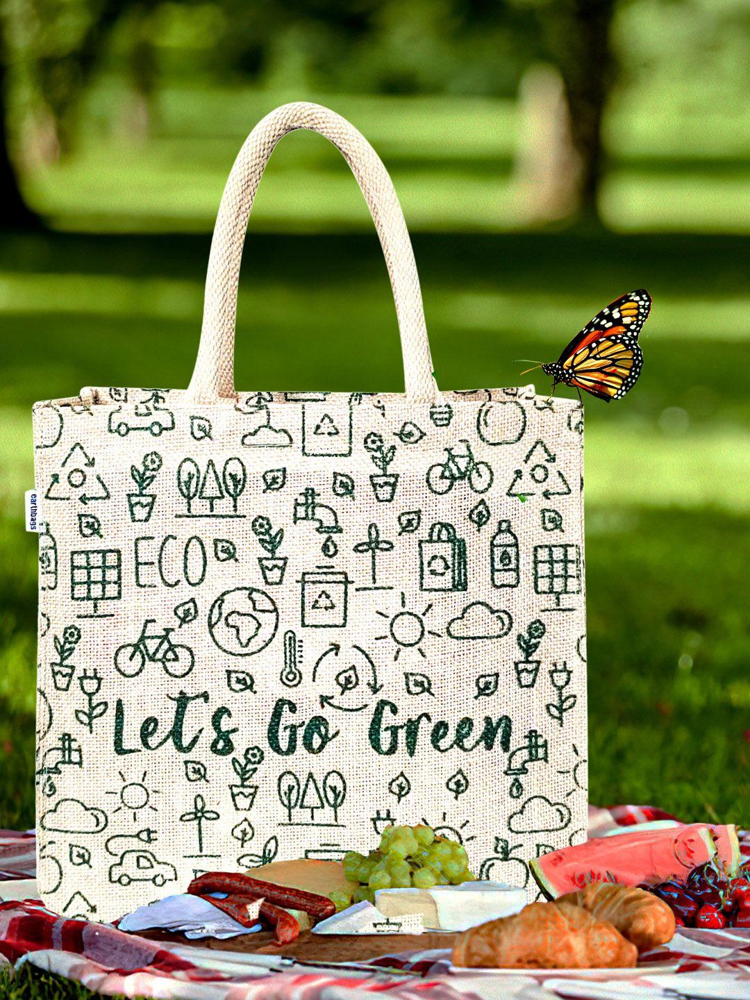 earthbags graphic printed oversized jute tote bag handbags
