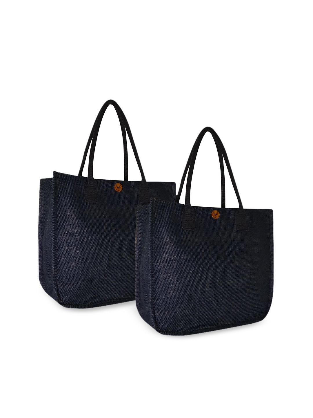 earthbags pack of 2 blue textured oversized shopper tote bags