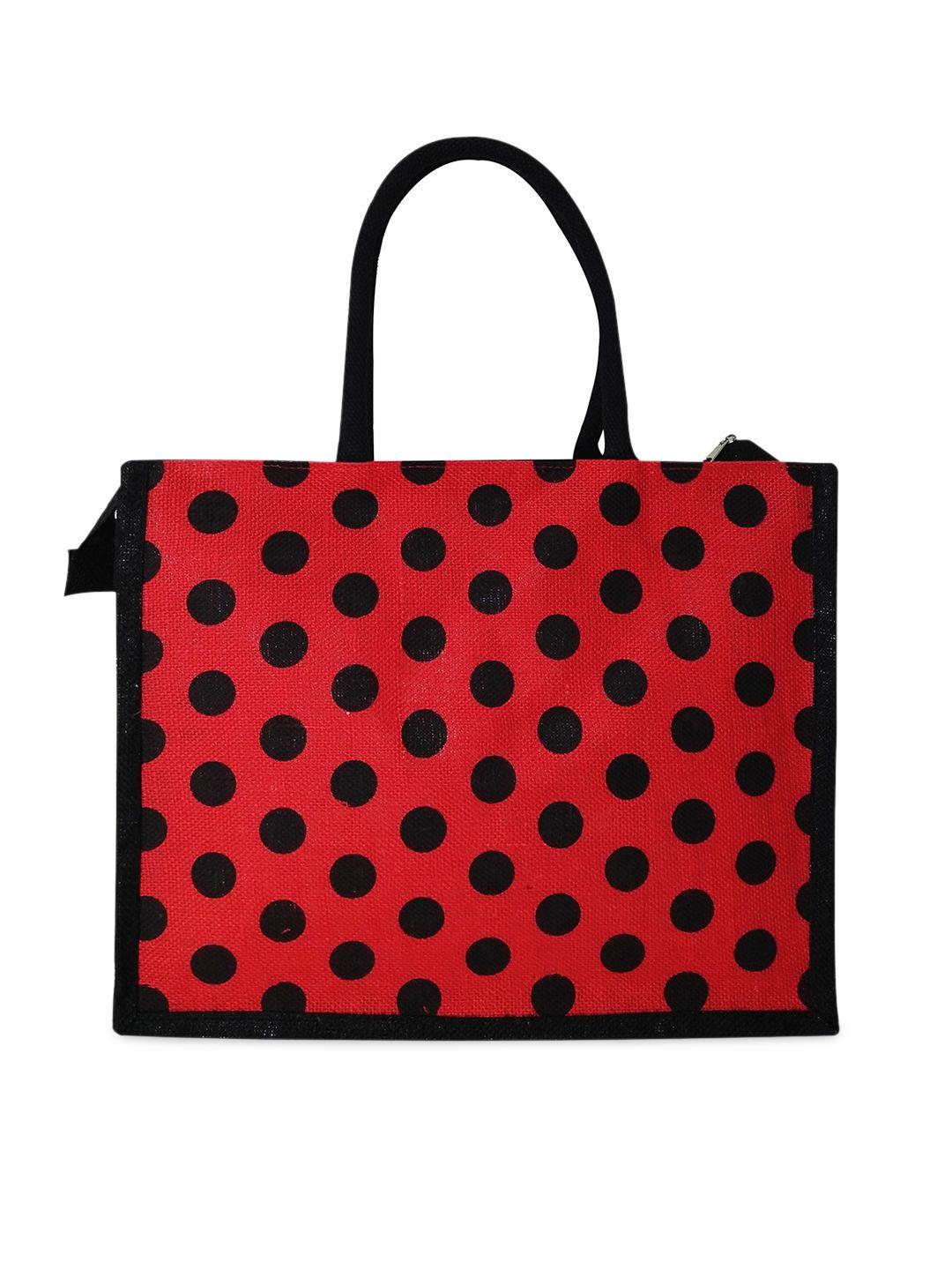 earthbags red geometric printed shopper tote bag