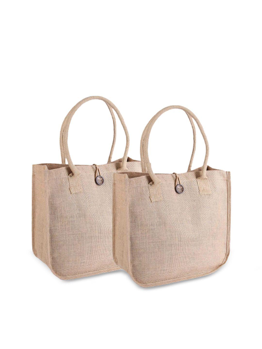 earthbags set of 2 beige shopper tote bags