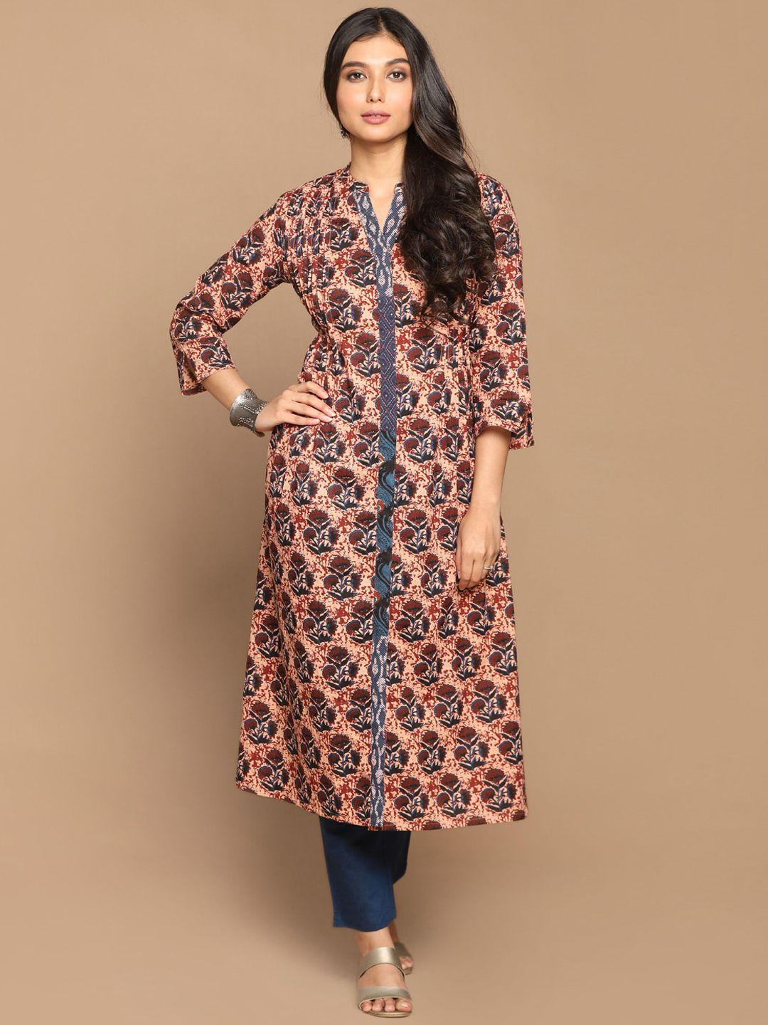 earthwear women maroon floral printed kurta