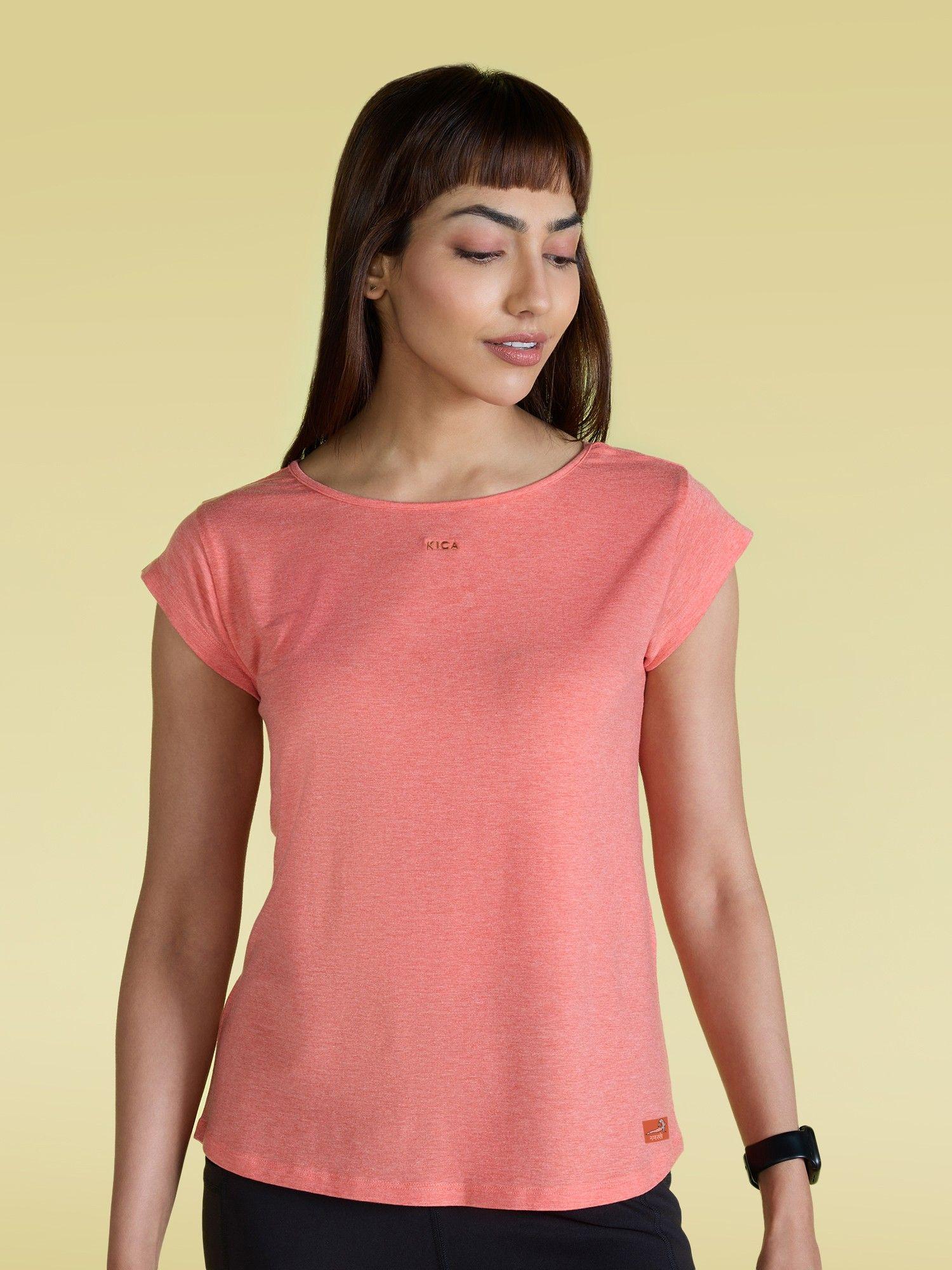 ease in tencel top with back keyhole for yoga orange