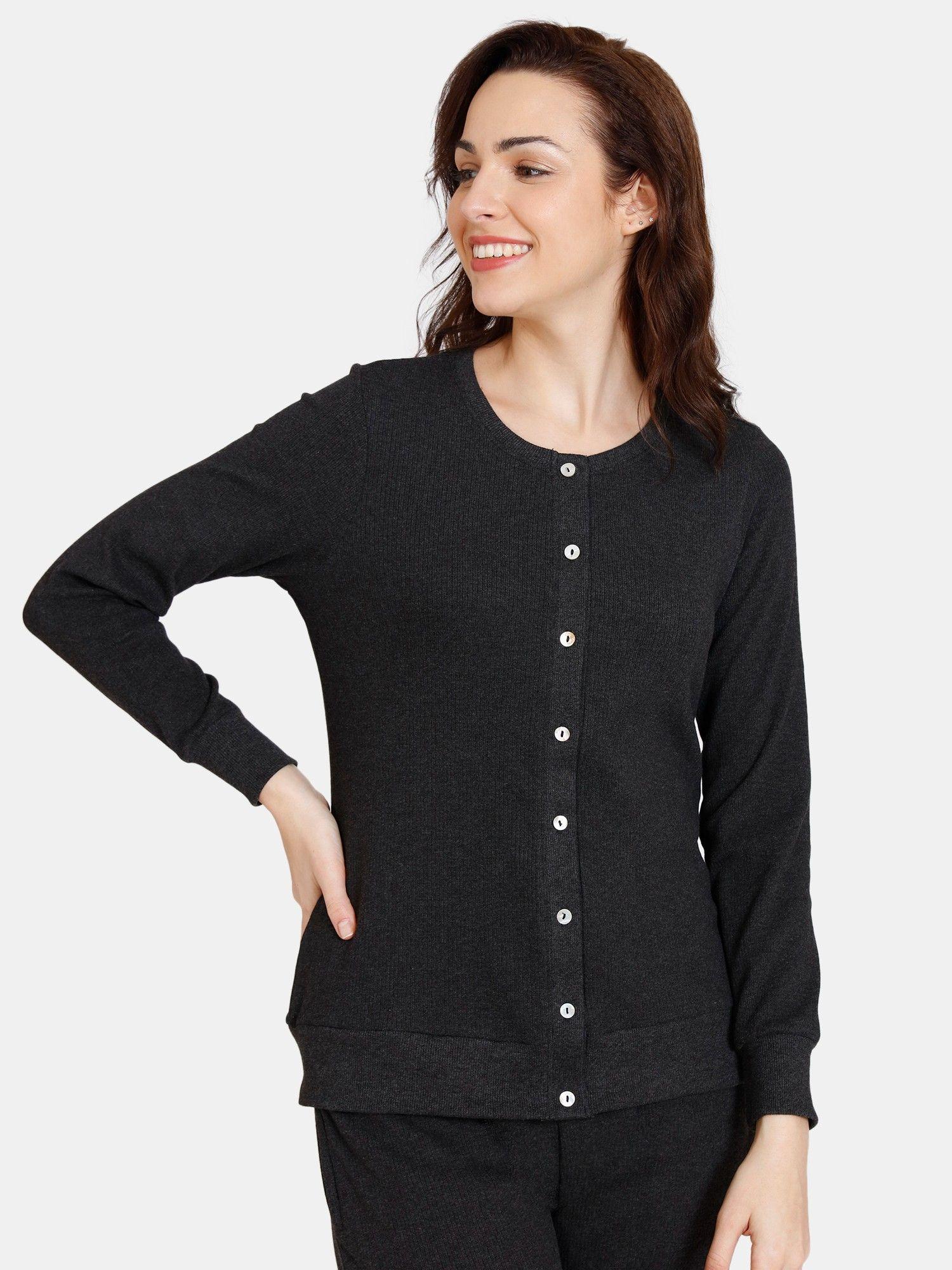 easy days knit poly lounge top - black black