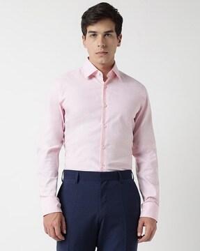 easy-iron cotton blend poplin slim fit shirt