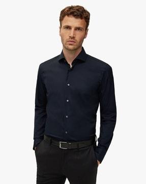 easy-iron cotton poplin slim fit shirt