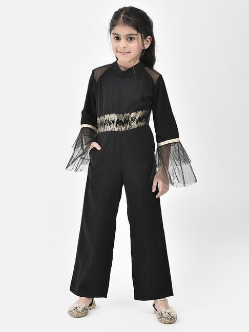 eavan kids black embellished full sleeves jumpsuit
