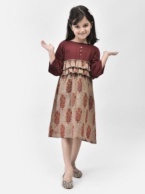 eavan kids maroon floral print dress