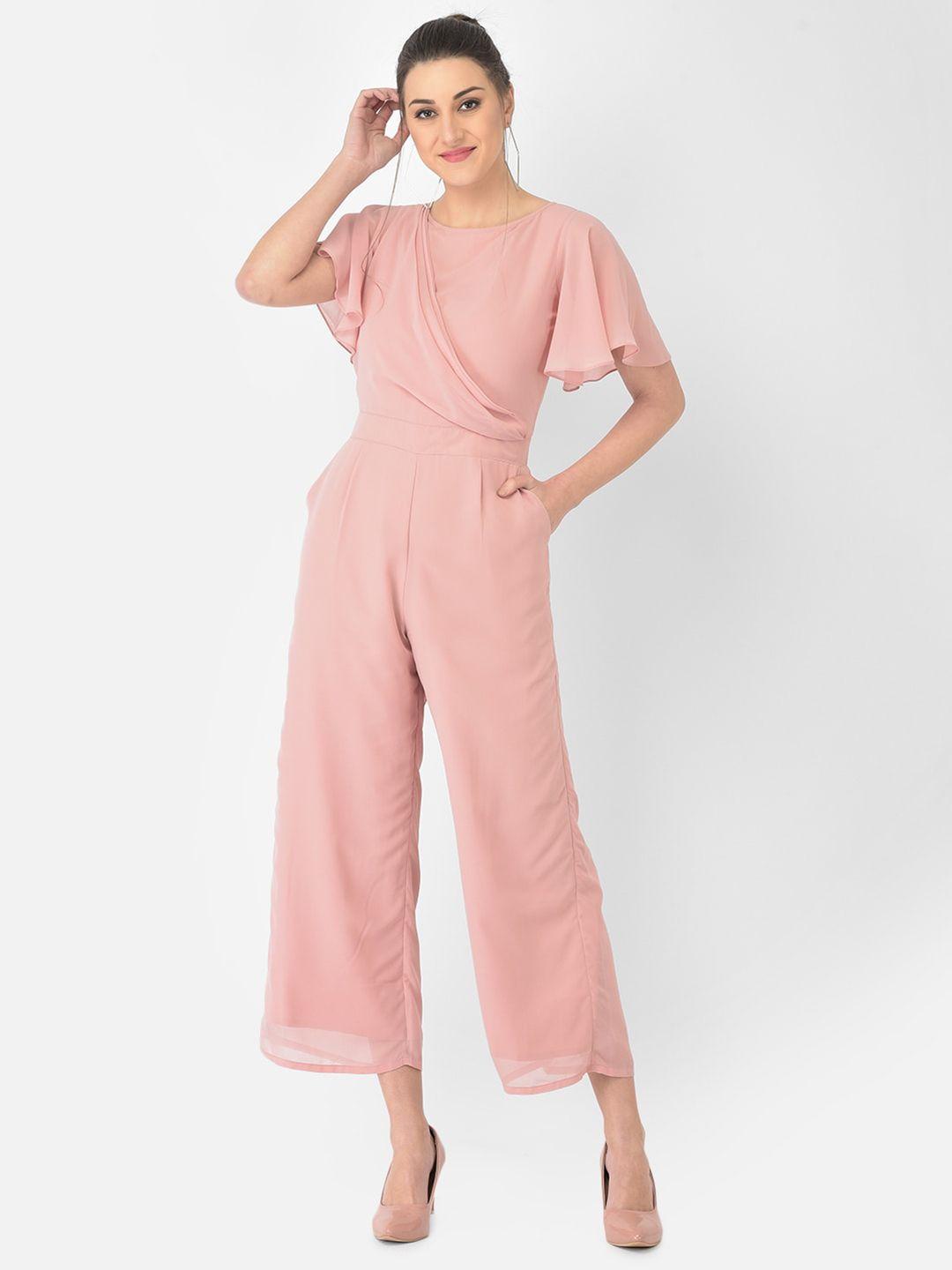eavan pink solid draped basic jumpsuit