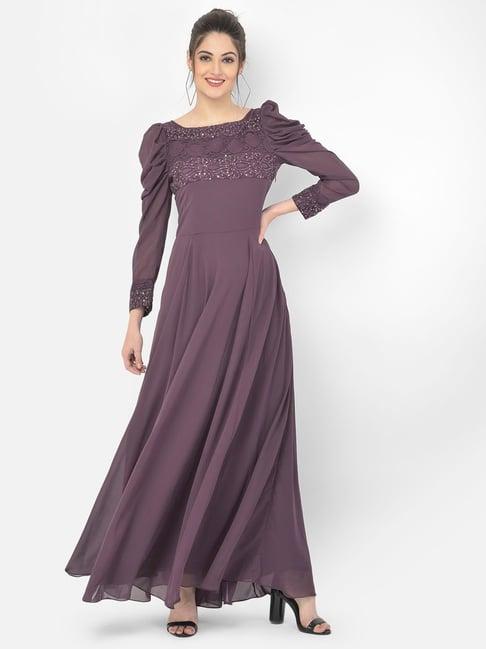 eavan purple embroidered dress