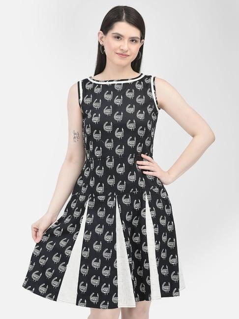 eavan black & white printed skater dress