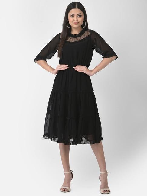 eavan black fit & flare dress