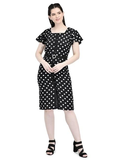 eavan black polka dot a line dress