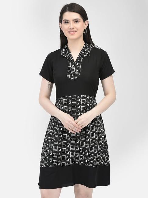 eavan black printed a line dress