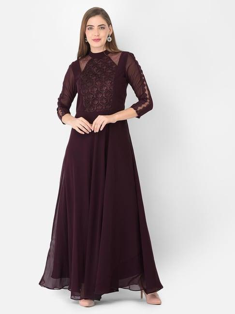eavan burgundy embroidered dress