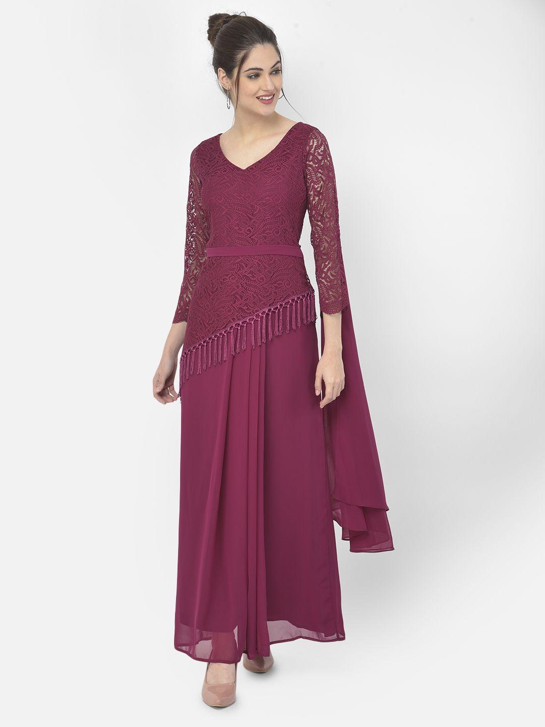 eavan burgundy georgette maxi dress