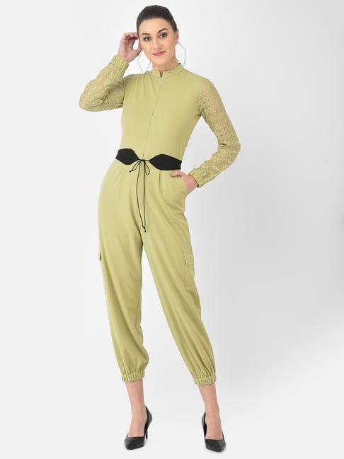 eavan green mandarin collar jumpsuit