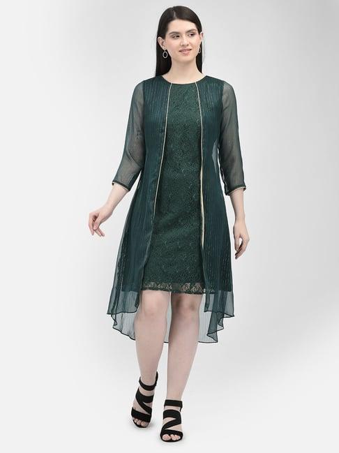 eavan green self design high-low dress