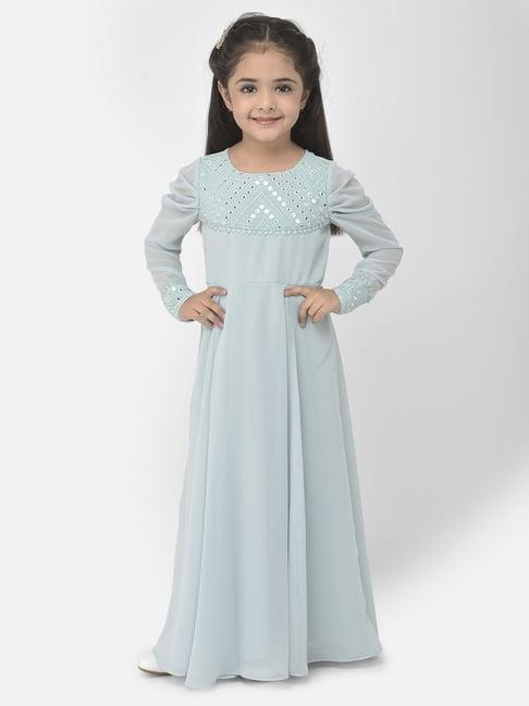 eavan kids turquoise blue embroidered dress