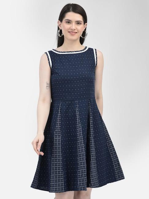 eavan navy printed skater dress