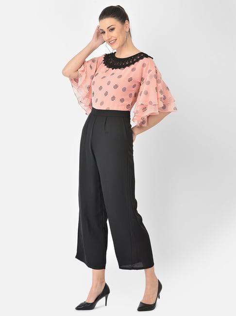 eavan peach & black printed jumpsuit