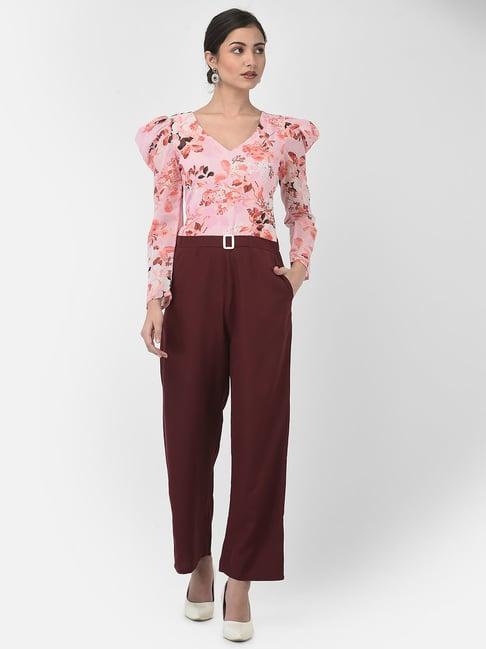 eavan pink & maroon floral print jumpsuit