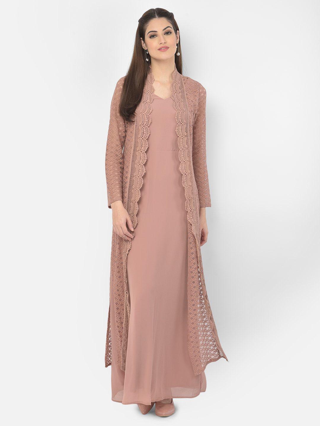 eavan rose lace maxi dress with attached jacket