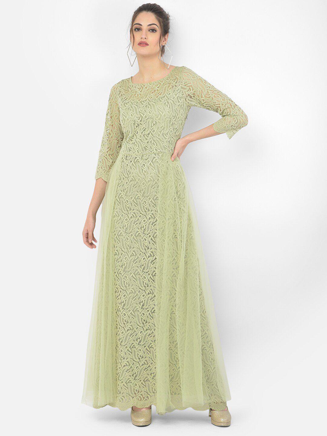 eavan woman green embellished lace maxi dress