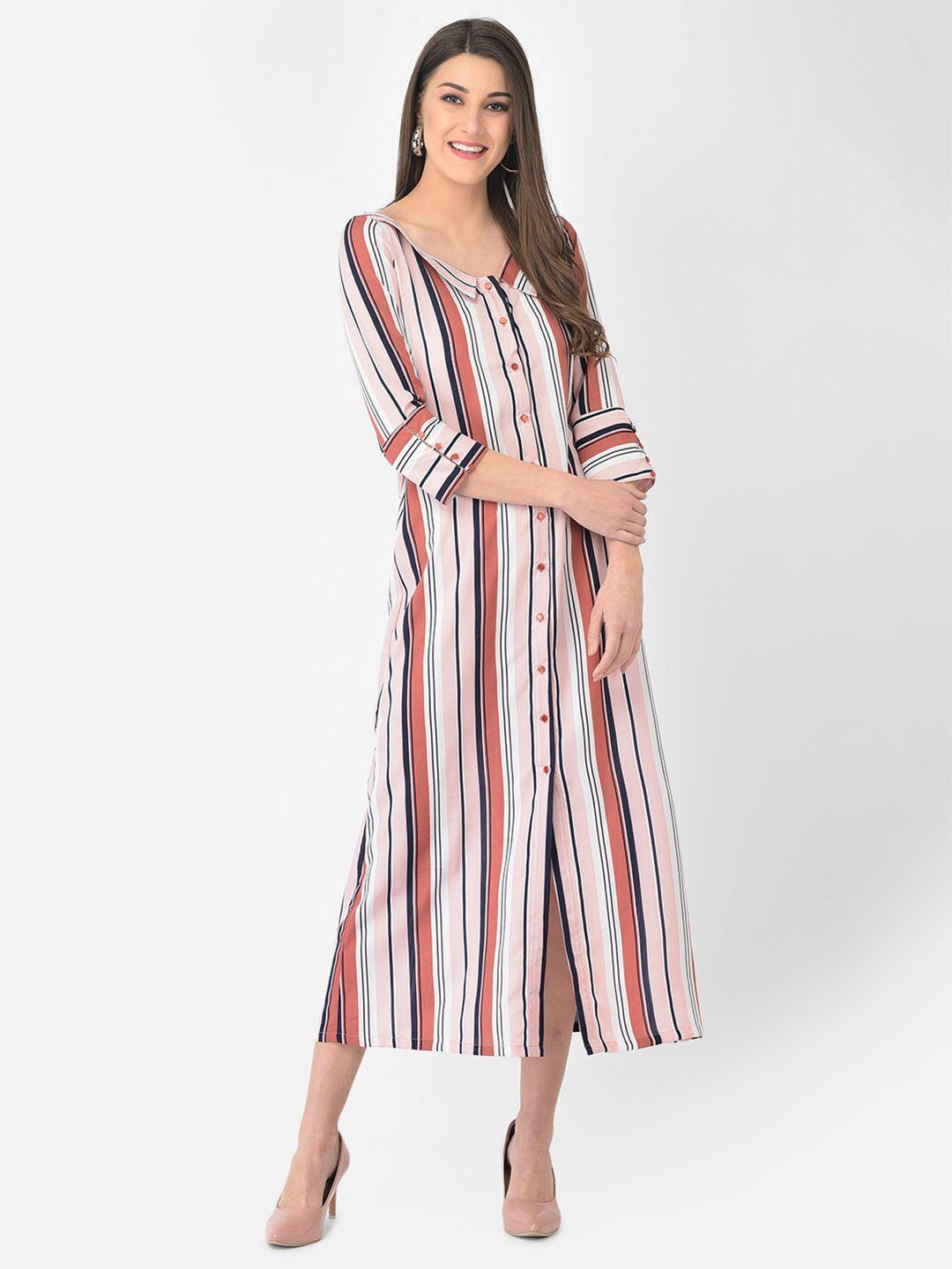 eavan woman multicoloured striped crepe midi dress