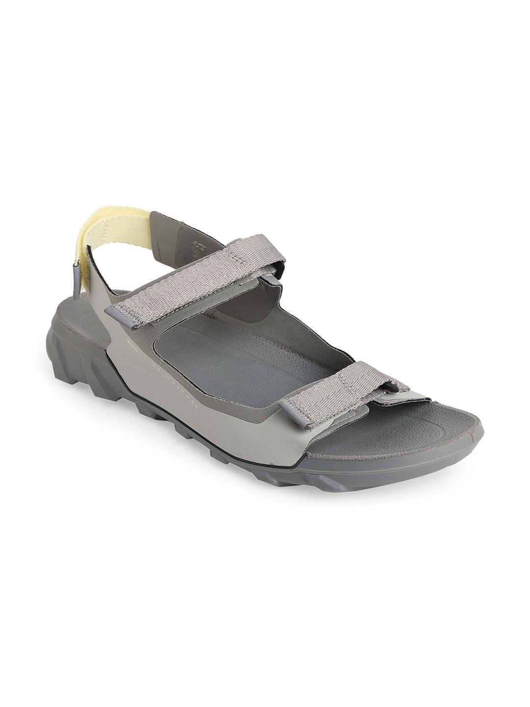 ecco women grey solid leather sports sandals