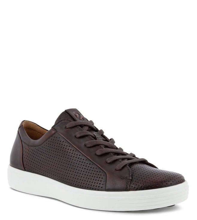 ecco men's soft 7 cognac sneakers